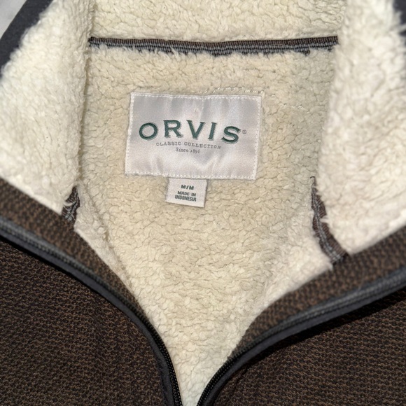 Orvis Sherpa Lined Quarter-Zip Pullover Jacket Brown Size Medium - Picture 11 of 16